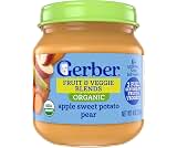 Gerber Stage 2 Organic Apple Sweet Potato Pear, 4 Oz, 10 Pack | Stage 2 organic fruit and veggie puree; apple sweet p...