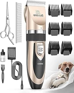 oneisall Dog Clipper Low Noise, Dog Grooming Kit with Rechargeable, Pet Shaver Cordless Electric Quiet Hair Clipper S...