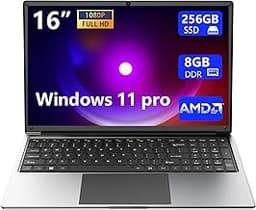 Laptop 16-inch 8GB DDR 256GB SSD portable laptop computer, expandable to 1TB, AMD A9-9400 Radeon R5 CPU up to 3.2 GHz...