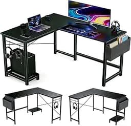 L Shaped Desk, 50 Inch Reversible Computer Desk with CPU Stand