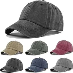 Cmonie 6Pack Unisex Vintage Washed Cotton Baseball Cap Soft Unconstructed Plain Blank Adjustable Size Dad Hat