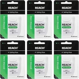 REACH Waxed Dental Floss, Mint, Plaque Remover for Teeth, Shred Resistant, Floss Slides Smoothly, Easy to Use, Waxed,...