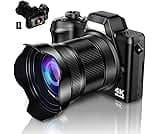 4K Digital Camera for Photography, 56MP Autofocus Vlogging Camera for YouTube Travel, 3" 180°Flip Screen & Lens Hood ...