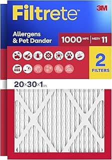 Filtrete 20x30x1 Air Filter, MERV 11, MPR 1000, Allergens & Pet Dander, 3-Month AC and Furnace Filters, Cleaner Air, ...