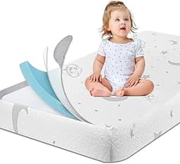 Crib Mattress 52"x27.5"–Dual Sided Breathable Memory Foam Toddler Mattress with Removable Washable Cover & Non-Slip B...