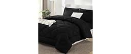 CozyLux Queen Comforter Set Black - Bed in a Bag Queen Size 7 Pieces, Luxury Soft Bed Set for All Seasons, Bedding Se...