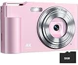 Digital Camera, FHD 4K Digital Point and Shoot Camera with 16X Zoom Anti Shake, 48MP Compact Small Camera with 32GB C...