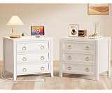 Huuger Paint Night Stand with Charger Station, 3 Drawer Nightstand Set of 2 | Larger Wider Bedside Table with USB-C P...