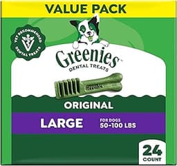 Greenies Veterinarian-Recommended Natural Dental Dog Treats, Large Size, Original Flavor, 36 oz. Pack, 24 Count