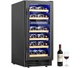 ICEVIVAL 15 Inch Wine Cooler Refrigerator, 28 Bottle Dual Zone Wine Fridge, UV-Resistant Glass Door, Quiet Compressor...