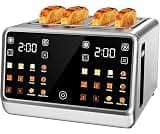 Smart Toaster 4 Slice with Dual Touchscreen & Independent Controls, 1800W Stainless Steel, Wide Slots for 6 Bread Typ...