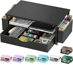 Spacrea Desk Organizer and Accessories, Computer Monitor Stand Riser with Drawer and 2 Pen Holders, Office Desk Acces...