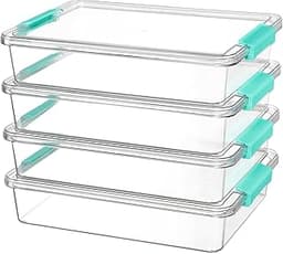 Vtopmart 4 Pack 6 Qt Plastic Storage Bins with Lids, Clear Sensory Bins | Stackable Containers for Organizing School ...