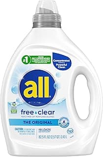 all free clear, Original, Liquid Laundry Detergent for Sensitive Skin, Unscented and Hypoallergenic, Concentrated, 82...