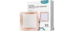 Dimora 20 Count Silicone Super Absorbent Wound Dressing 6" x 6" - Large Adhesive Bandage for Heavy Exudate, Border Wo...