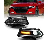 FIONE Halogen Headlights Assembly for Dodge Charger 2015-2021 Headlamp Pair | Head light with LED DRL & Turn Signal L...