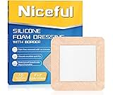 Niceful Silicone Foam Dressing | Large Bandages for Wounds Pressure Sores Post-Surgery 5"x5" (10Pcs)