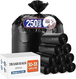 Delxo 30-33 Gallon Trash Bags, 250 Count – Medium Duty Garbage Bags, Thick, Durable & Puncture-Resistant Plastic Bols...
