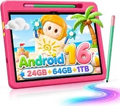 Android 16 Kids Tablet HD 10 Inch with Stylus & Case, 24GB RAM 64GB ROM 1TB