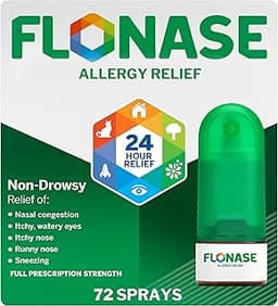 Flonase Allergy Relief Nasal Spray, 24 Hour Non Drowsy Allergy Medicine, Metered Nasal Spray - 72 Sprays - Fall and S...