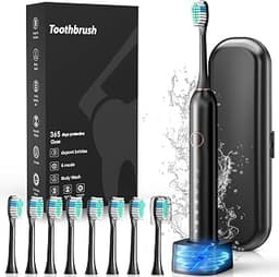 Electric Toothbrush, 40000 VPM Sonic Type for Adults & Teens-Black