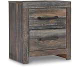 Signature Design by Ashley Drystan Rustic 2 Drawer Nightstand, USB-C | Engineered wood, Weatherworn brown finish, 2 f...