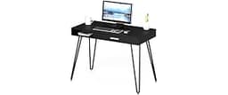 SHW Home Office Computer Hairpin Leg Desk with Drawer, Black
