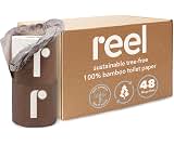 Reel Premium 3-Ply Bamboo Toilet Paper - 48 Rolls, 300 Sheets per Roll | Unbleached, Non-Toxic, Chemical & Bleach Fre...