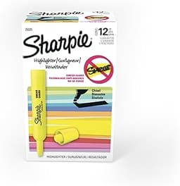 Sharpie Tank Highlighters, Chisel Tip, Fluorescent Yellow, 12 Count