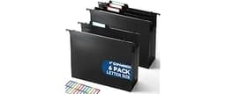SortRax Plastic High Capacity Hanging File Folders, 4" Expansion for Bulky Documents, Side-Sealed Accordion Pocket, S...