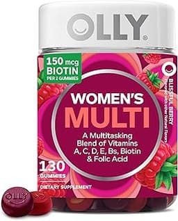 OLLY Women's Daily Multivitamin Gummy, Vitamins A, D, C, E, Biotin, Folic Acid, Adult Chewable Vitamin, Berry Flavor,...