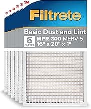 Filtrete 16x20x1 Air Filter MERV 5, 6-Pack AC Furnace HVAC Filters for Home, MPR 300 Basic Dust Defense, Pleated Elec...