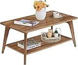 VASAGLE Coffee Table, 2-Tier Living Room Table with Storage, Center Table with Rounded Corners, 21.7 x 39.4 x 17.7 In...