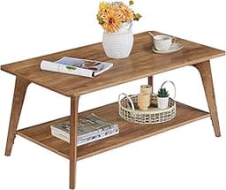VASAGLE MAEZO Collection - Coffee Table, 2-Tier Center Table with Storage, Tapered Legs, Curved Transitions, 21.7 x 3...