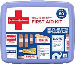 BAND-AID Brand Travel Ready Portable First Aid Kit, 80 Piece