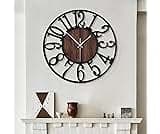LEIKE Large Wall Clocks,Silent,Non Ticking,Battery Operated Rustic Round Modern Big Wood Wall Clock for Living Room, ...