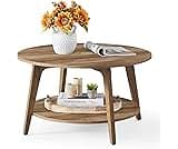 VASAGLE MAEZO Collection - Round Coffee Table, 2-Tier Center Table with Storage, Tapered Legs, Curved Transitions, 31...