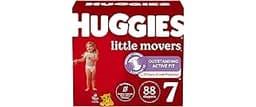 Huggies Size 7 Diapers, Little Movers Baby Diapers, Size 7 (41+ lbs), 88 Count (2 Packs of 44), Packaging May Vary