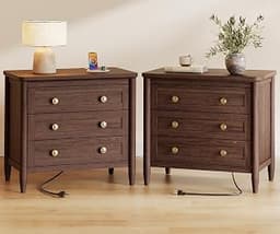 Huuger 27''H Tall Nightstands Set of 2, Hidden Charging Station