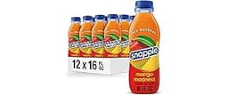 Snapple Mango Madness Flavored Juice Drink, 16 fl oz recycled plastic bottle, Pack of 12