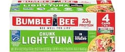 Bumble Bee Chunk Light Tuna in Water, 5 oz (Pack of 4) | Wild Caught Tuna, 23g Protein per Can, MSC Certified Sustain...
