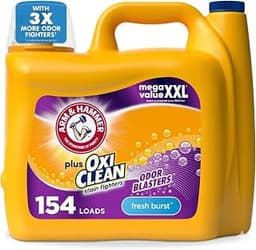 ARM & HAMMER Plus OxiClean with Odor Blasters Liquid Laundry Detergent, Laundry Odor Remover, Attacks Stains, Fresh B...