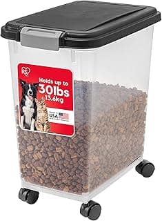 IRIS USA Airtight Dog Food Storage Container, Up to 30 lbs, Attachable Wheels, for Dog Cat Bird and other Pet Food St...