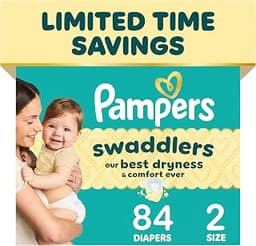 Pampers Swaddlers Diapers, Size S2 (10-22 lbs), 84 Count, Absorbent, Keeps Baby Dry and Comfortable, Pediatrician Rec...