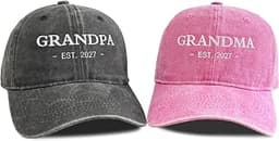 Hepandy Grandpa Grandma Mr Mrs Est 2027 Embroidered Matching Baseball Hat