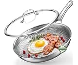 Tumzak Titanium Pans for Cooking, 8 Inch Titanium Pan with Lid, Non-Stick Frying Pans, PFAS/PFOA/PTFE-Free, Dishwashe...
