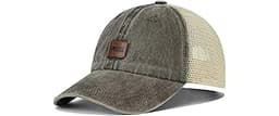 Croogo Men's Adjustable Mesh Back Cap Curved Bill Snapback Mesh Baseball Cap Retro Washed Trucker Cap Breathable Sun Hat