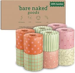 Bare Naked Unbleached Bamboo Toilet Paper, 12 Rolls, 250 Sheets, 4-Ply