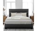 Allewie Queen Size Platform Bed Frame with Fabric Upholstered Headboard and Wooden Slats Support, Fully Upholstered M...