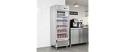 THINK 30 27" W Commercial Refrigerator, Single Glass Door Stainless Steel Display Refrigerator, 18.68 Cu.ft. Reach-in...